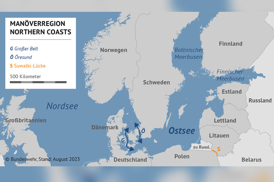 Im Ostseeraum gibt es zwei strategische Meerengen und die sogenannte Suwalki-Lücke, ein nur 65 Kilometer breiter Landkorridor zwischen den NATO-Ländern Polen und Litauen.