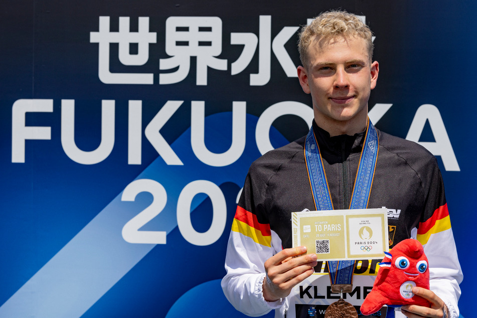 Oliver Klemet (21) sicherte sich beim Freiwasserschwimmen den dritten Platz.