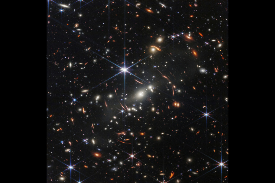 The first full-color image from NASA's James Webb Space Telescope shows the galaxy cluster SMACS 0723 in a composite made from images at different wavelengths taken with a Near-Infrared Camera.