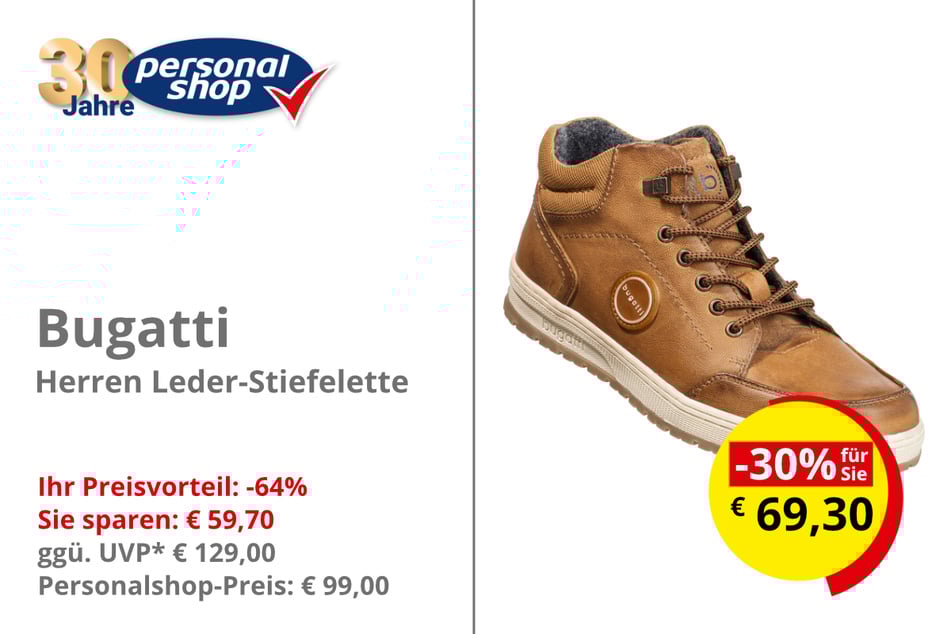 Bugatti Herren Leder-Stiefelette