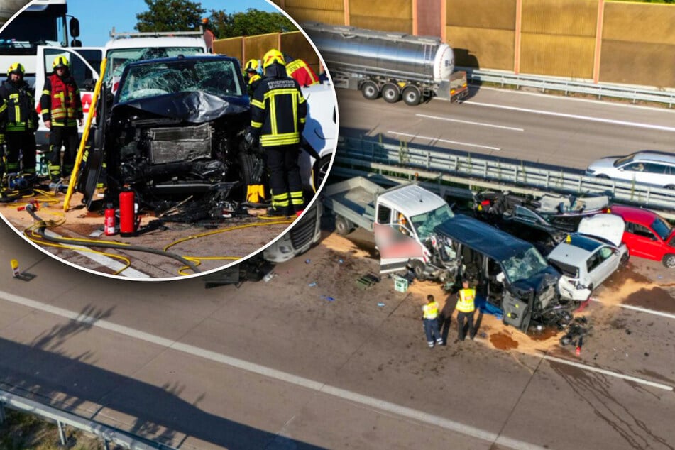 Unfall A9: Acht Verletzte, Autobahn viele Stunden dicht: Neue Details zum Massencrash auf A9 bei Leipzig
