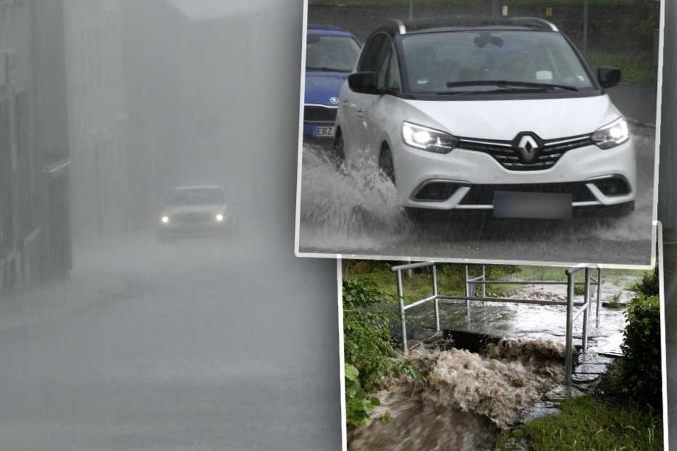 Unwetter zieht erneut übers Erzgebirge: Straßen unter Wasser, Keller vollgelaufen!