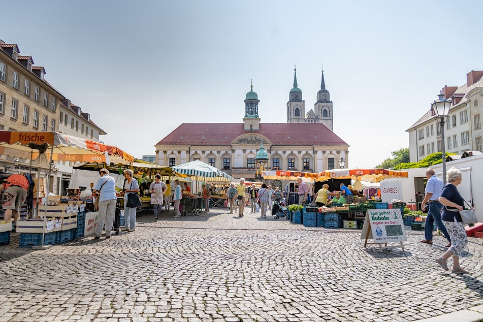 Unser Tipp für einen entspannten Einkauf: der Wochenmarkt auf dem Alten Markt in Magdeburg.