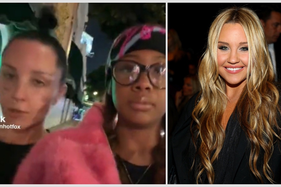 Amanda Bynes (l) was seen by a TikToker who shared a clip of the pair days before her psychiatric incident in downtown Los Angeles.