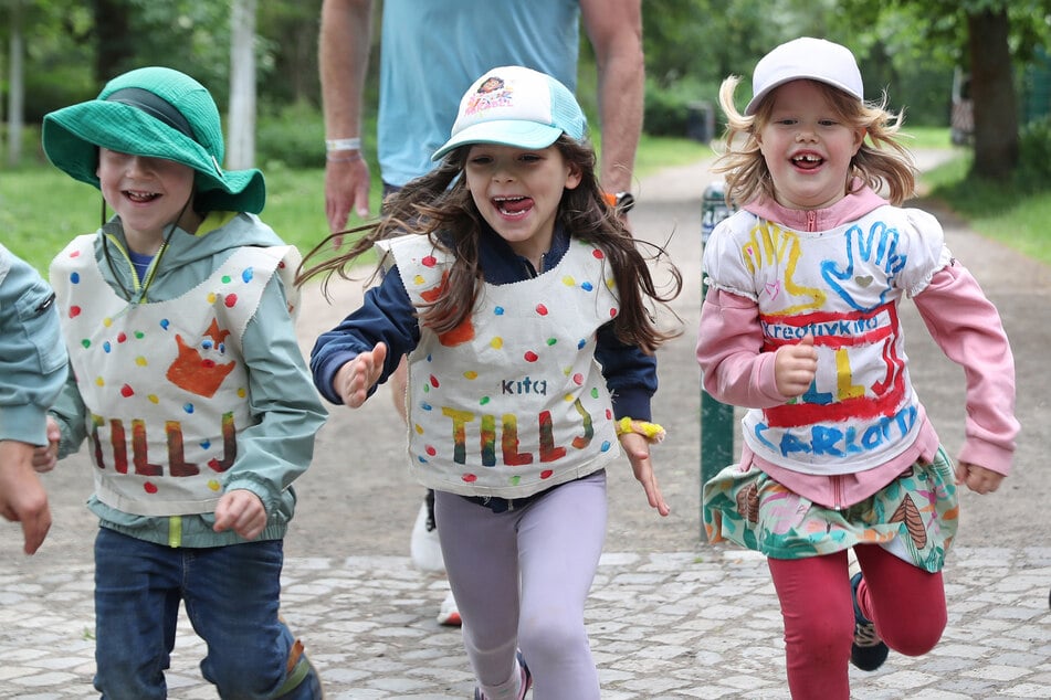 Die Kinder der Johanniter-Kita "Tillj" aus der Leipziger Südvorstadt testeten am Freitag die Strecke.