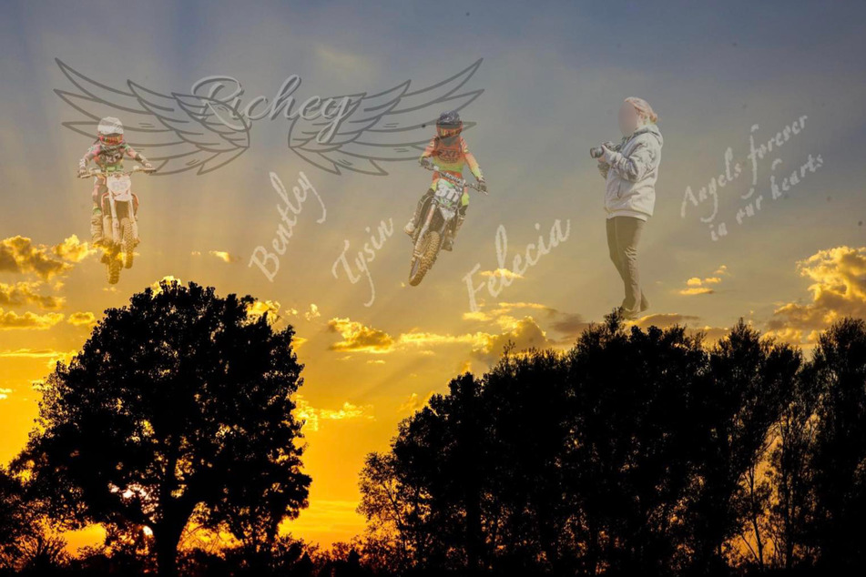 Ein Freund der Familie hat diese Fotomontage von Felecia Richey und ihre Motocross-begeisterten Söhnen veröffentlicht.