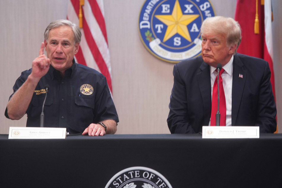 Texas Governor Greg Abbott (l.) and former President Donald J. Trump (r.) spoke at the border security briefing at the Texas DPS regional office in Weslaco, Texas on Wednesday.