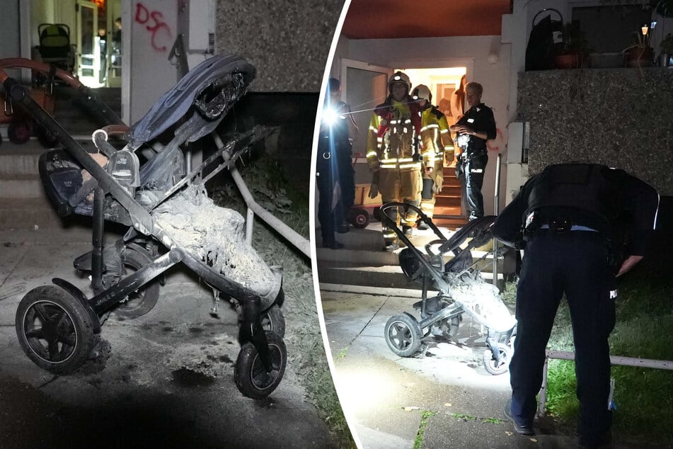 Dresden: Kinderwagen im Treppenhaus abgefackelt: Zwei Bewohner verletzt