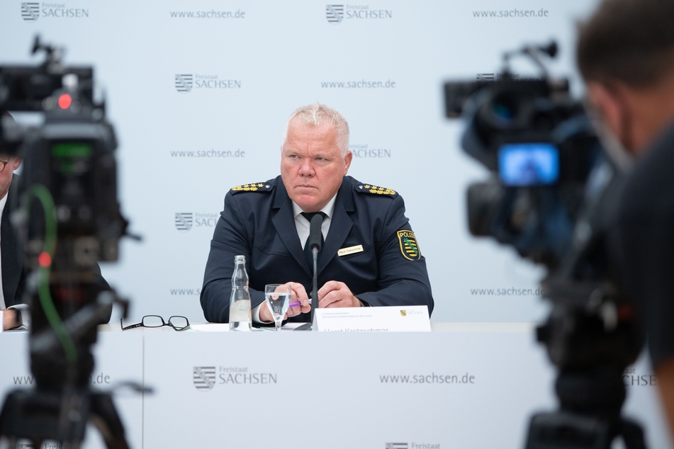 Horst Kretzschmar, Landespolizeipräsident, nahm am Dienstag im Innenministerium an einer Pressekonferenz teil.