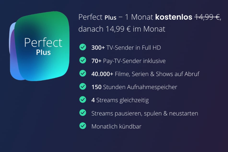 Jetzt waipu.tv Perfect Plus einen Monat kostenlos testen.