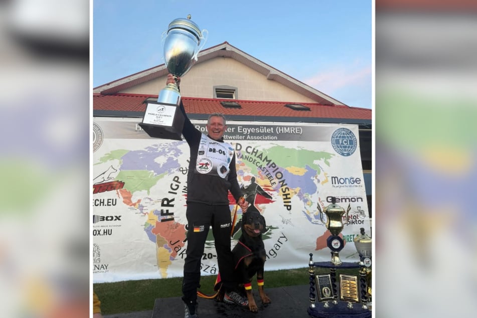 Hat derzeit gut lachen! Ronny Bauer siegte vor Kurzem bei der Weltmeisterschaft der Rottweiler in Ungarn mit seiner Kessie. Und auch bei den Eispiraten läufts rund.