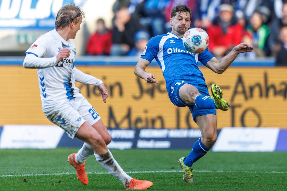 Beim 2:0 hatten die Neuzugänge einen erheblichen Anteil am Erfolg. Aber auch bekannte Gesichter, wie hier Alexander Nollenberger (29), leisteten ihren Beitrag.