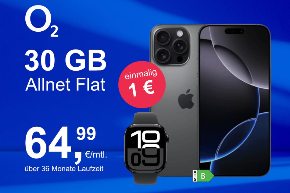 Das iPhone 16 Pro Max + MacBook Air im o2 Mobile M für einmalig 1 Euro.