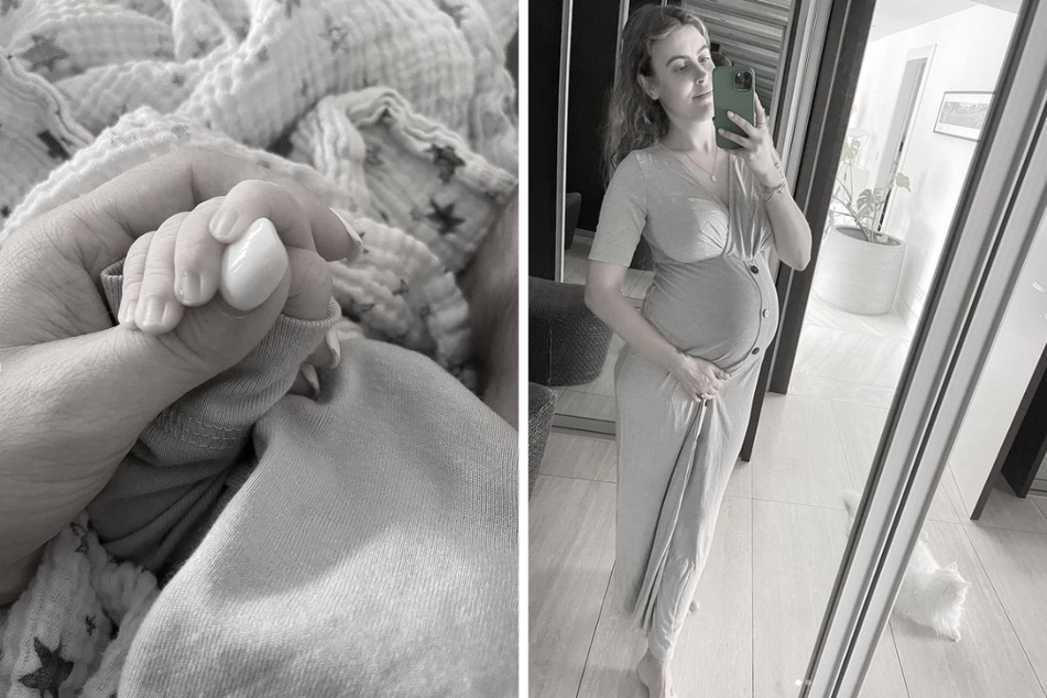 Zeitgleich veröffentlichte Maria Duus, Verlobte von RB-Star Yussuf Poulsen (28), die Bilder von dem Neugeborenen und ihrem runden Babybauch.