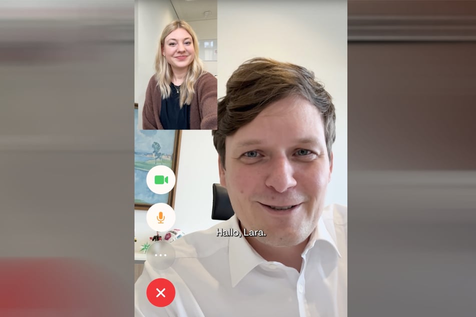 Der erste TikTok-Clip: Kultusminister Conrad Clemens (42, CDU) im Videochat mit Lara. Der Kanal soll vor allem junge User ansprechen.