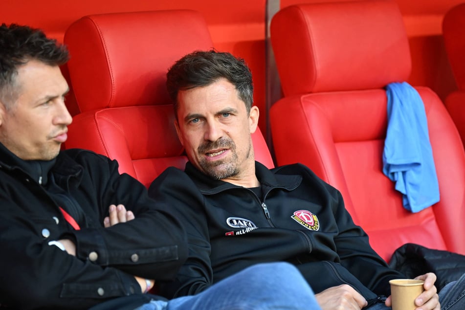 Gehen vom ersten Tag an in eine gemeinsame Richtung: Dynamo-Trainer Thomas Stamm (r.) und Sportgeschäftsführer Sören Gonther (39).