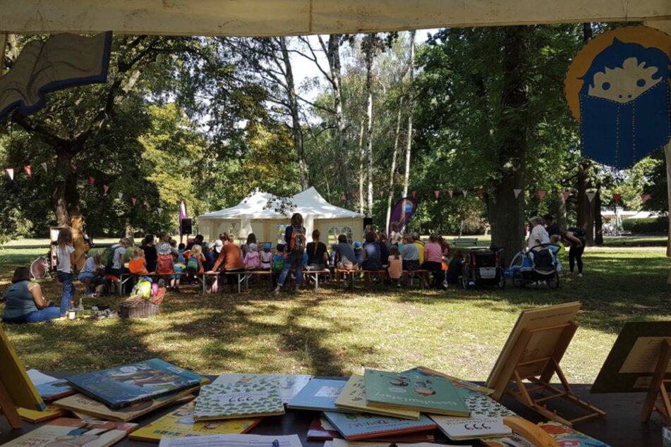 Die Lesewiese findet Ihr in der Nähe des Musikpavillons im Clara-Zetkin-Park.