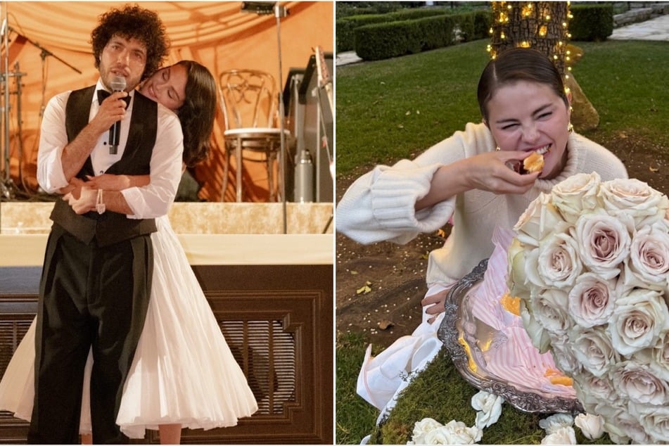 Selena Gomez (r) and Benny Blanco (l) documented their first Valentine's Day as husband and wife via Instagram.