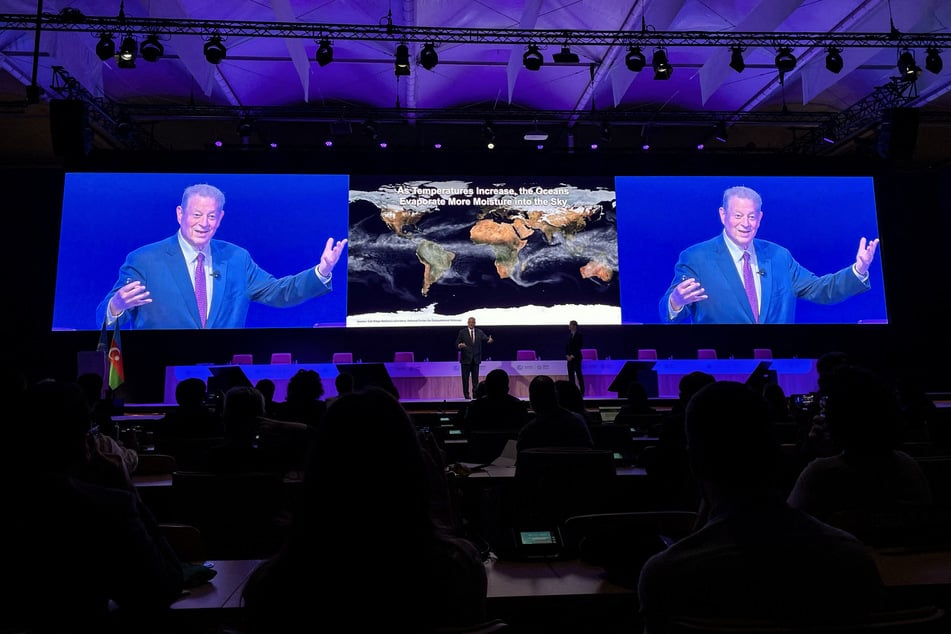 Former US vice president Al Gore speaks during a session at the United Nations Climate Change Conference (COP29) in Baku on Friday.