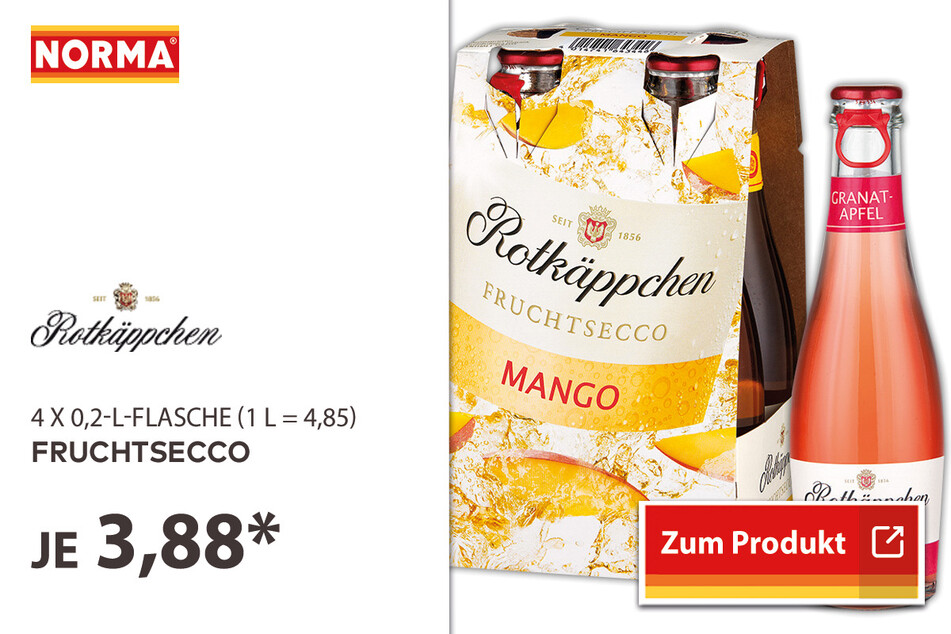 Fruchtsecco für 3,88 Euro.
