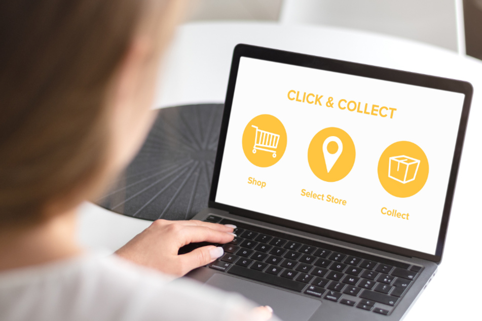 Das Bild veranschaulicht den Vorgang beim Click and Collect-System.