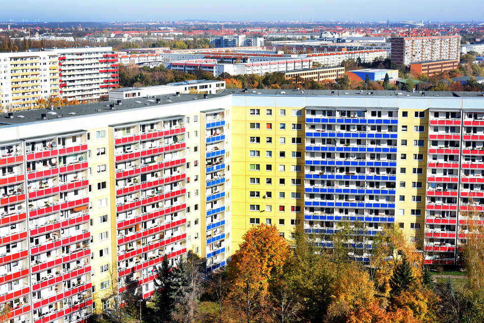 Plattenbauten bestimmen das Bild in Leipzig-Grünau.