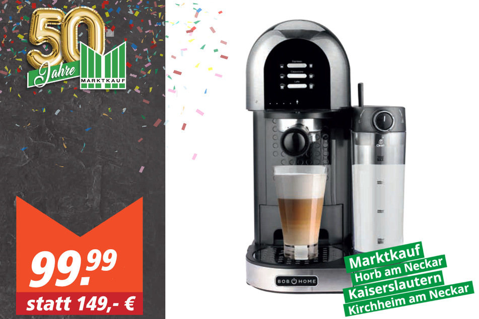 Bob Home Espressomaschine Latessa BH013
für 99,99 Euro