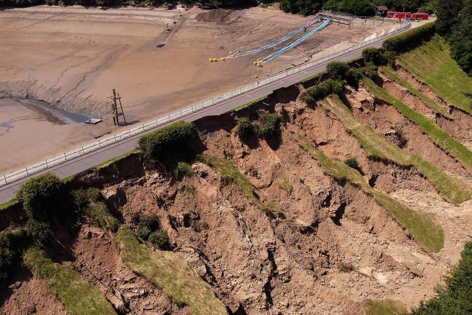 Die Steinbachtalsperre bei Euskirchen erlitt bei dem Jahrhundert-Hochwasser im Jahr 2021 schwere Schäden.