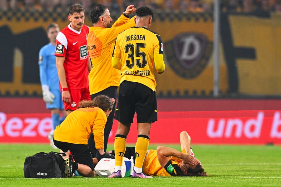 Ende Mai beim Relegations-Rückspiel gegen den 1. FC Kaiserslautern verletzte sich Yannick Stark (31, r.) am Sprunggelenk.