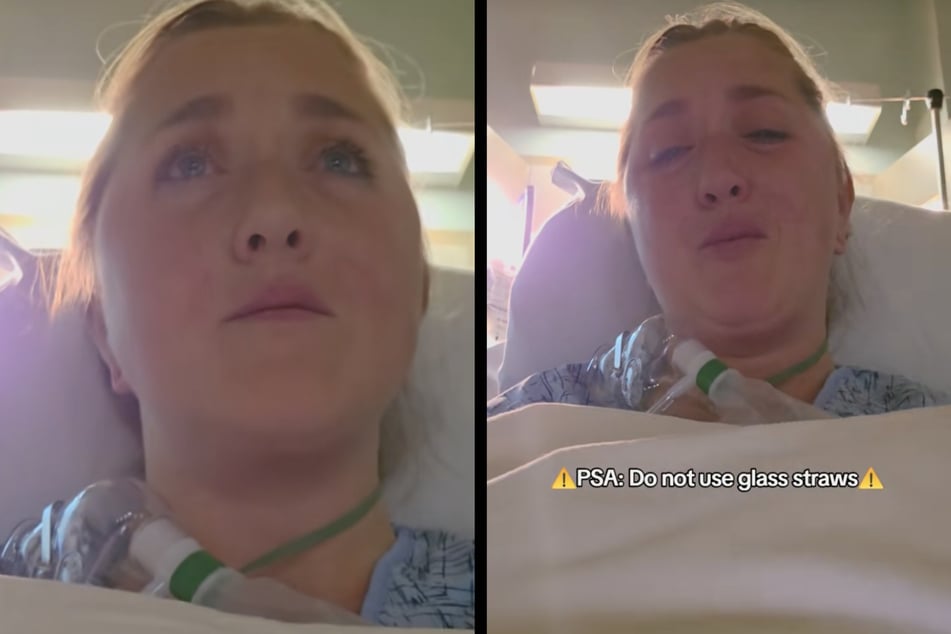 Ein Glas-Strohhalm beförderte Breanne O'Brien (35) aus den USA ins Krankenhaus.