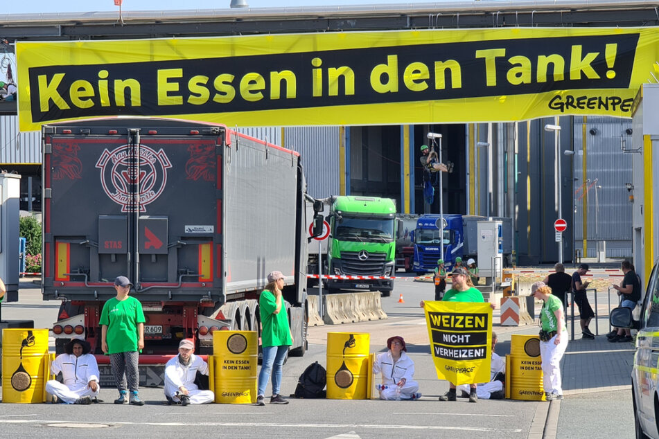 Greenpeace-Aktion vor Biosprit-Anlage in Sachsen-Anhalt: "Weizen nicht verheizen"
