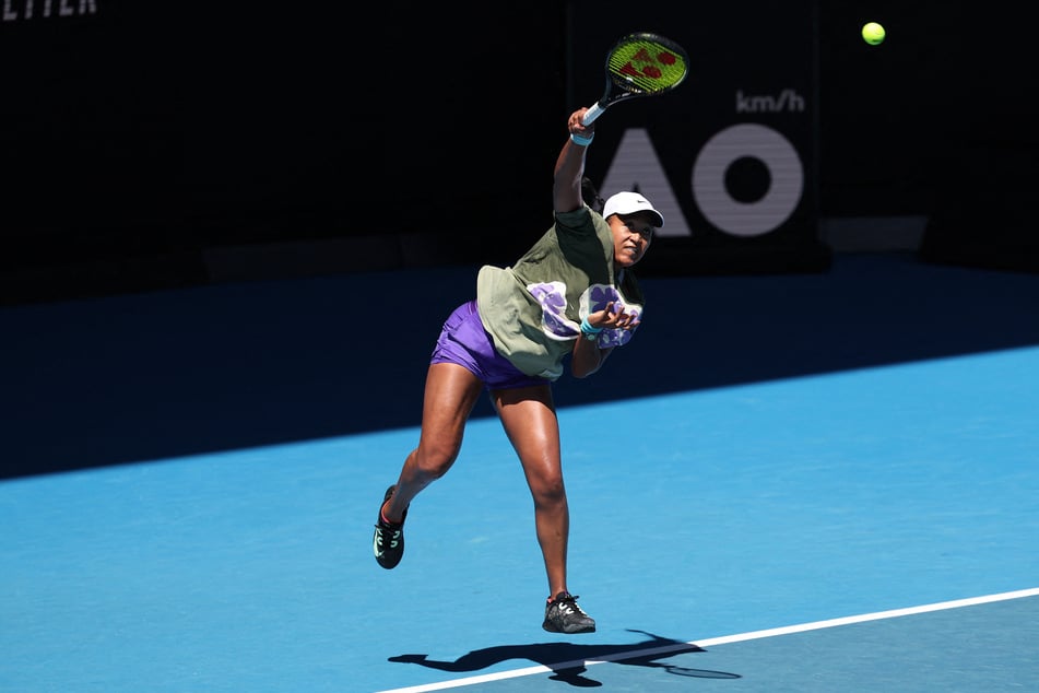 Japan's Naomi Osaka in action during practice ahead of the Australian Open on January 12, 2024.