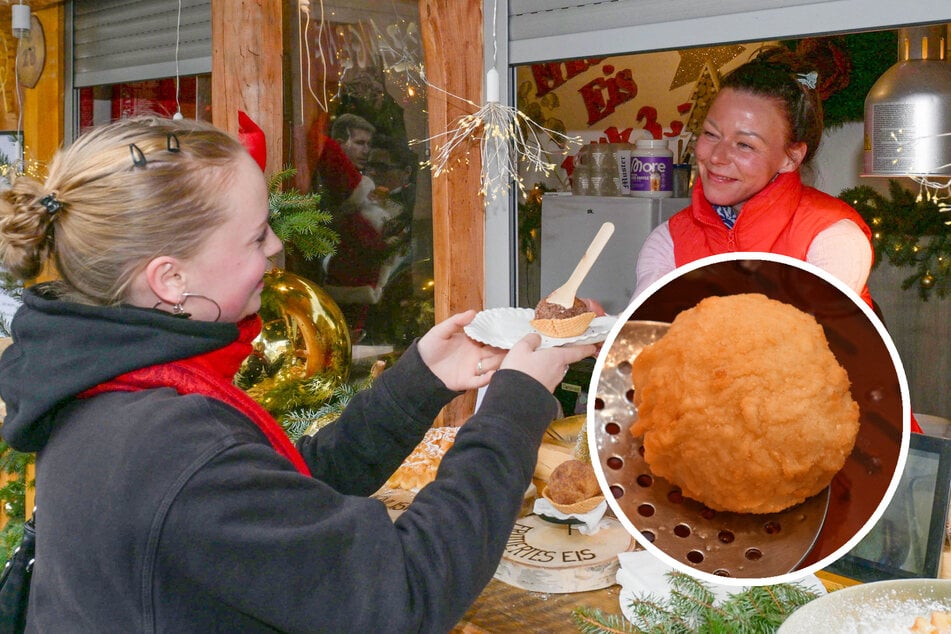 Eine Kugel frittiertes Eis gibt es für drei Euro am Stand von Susanne Hensel (38). Mit oder ohne Zucker? "Wer es süß mag, kann das echt mal machen", lautet jedenfalls das Fazit von TAG24-Praktikantin Luise Böhme.