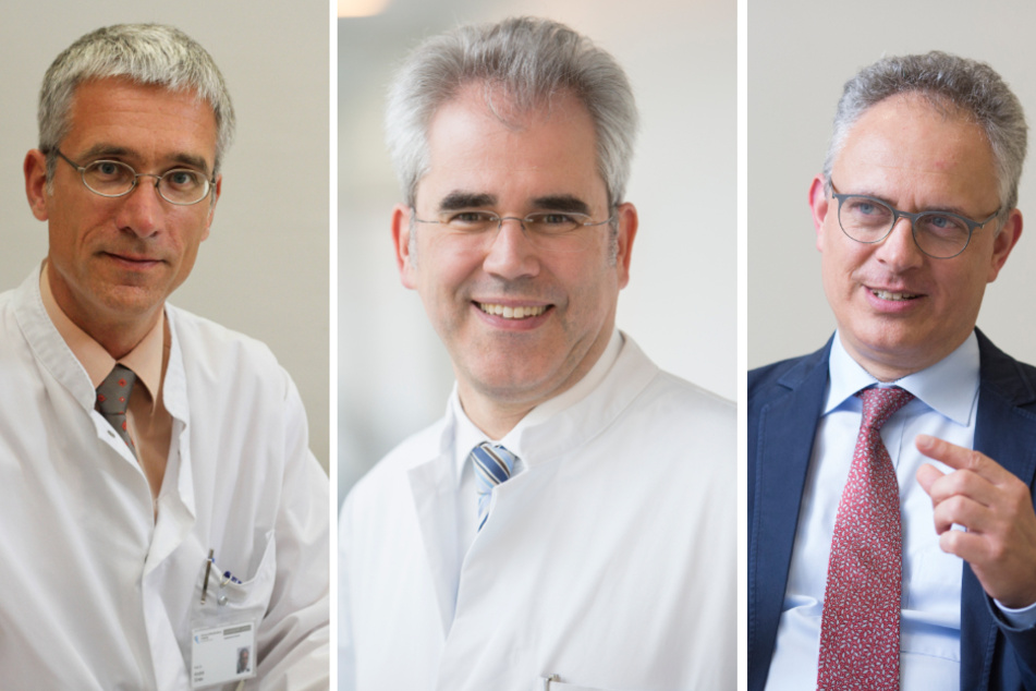 Sie stehen bereit (v.l.n.r.): Die Leipziger UKL-Mediziner André Gries (Chef Notfallaufnahme), Ulrich Laufs (Klinikdirektor Kardiologie) und Joseph Claßen (Chef-Neurologe) warnen davor, aus Angst vor Corona Symptome eines Herzinfarktes oder Schlaganfalls zu ignorieren.