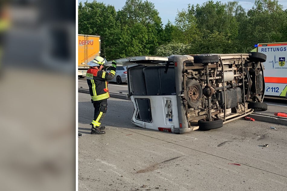 Unfall A2: Sprinter überschlägt sich auf der A2: Zwei Verletzte!