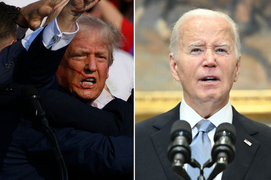 Rivals Joe Biden (r.) and Donald Trump urged Americans to show unity after an assassination attempt on the Republican put the nation on edge.