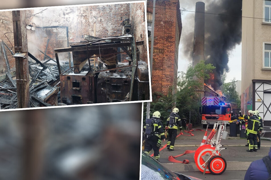 Leipzig: Rauchwolke über Leipzig: Feuerwehr bekämpft Brand in Fabrik-Gebäude