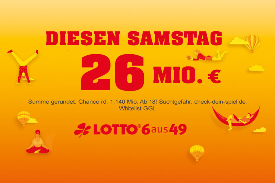 LOTTO 6aus49: Diesen Samstag (9.12.) sind rd. 26 Millionen Euro im Jackpot.