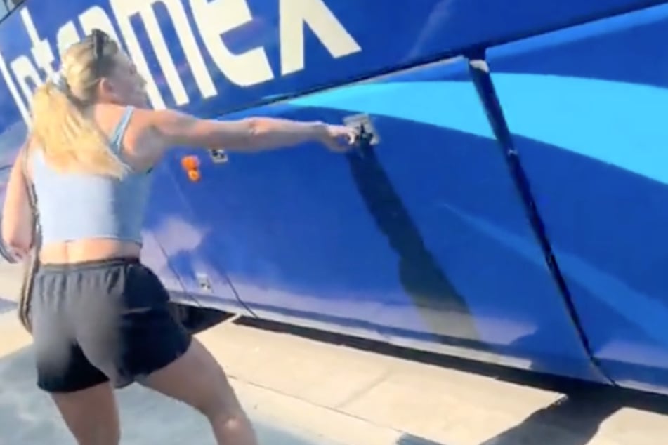 The bus driver said she got stuck while on her lunch break.