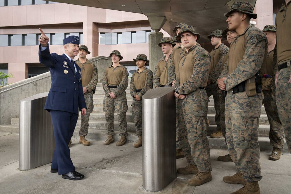 Chairman of the US Joint Chiefs of Staff Gen. Dan Caine visits with US Marines in Caracas, Venezuela, on June 3, 2026.
