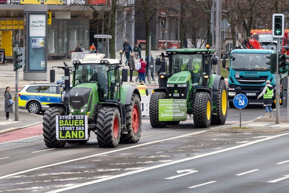 Bauernproteste in Chemnitz und Umgebung: Fahrzeugkorsos und Kundgebung in der City