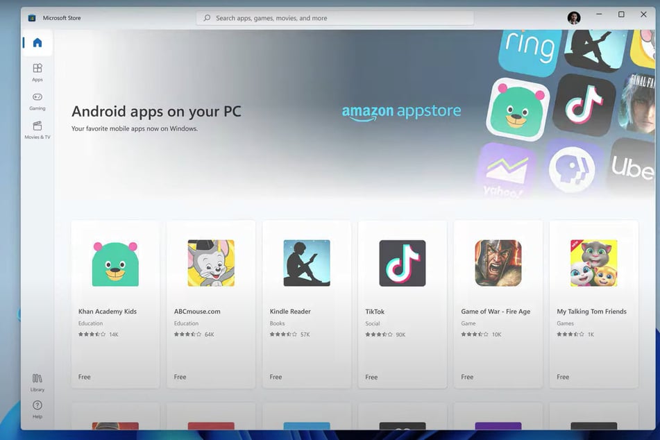 The intro of Android Apps distributed through the Amazon App store brings Microsoft closer to competitor Apple in functionality.