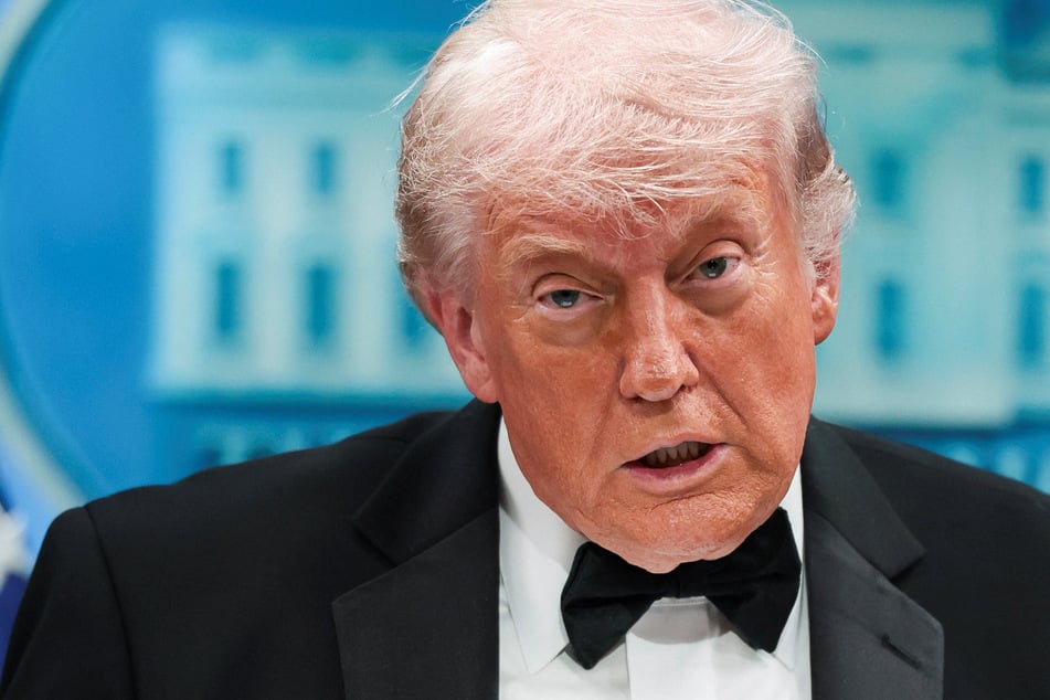President Donald Trump speaks to reporters following a shooting incident during the annual White House Correspondents’ Association dinner.