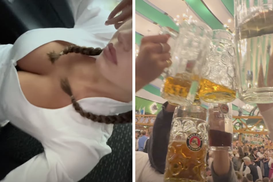 Auf dem Oktoberfest in München gab das Model Vollgas – und begeisterte alle mit ihrem Dekolleté.