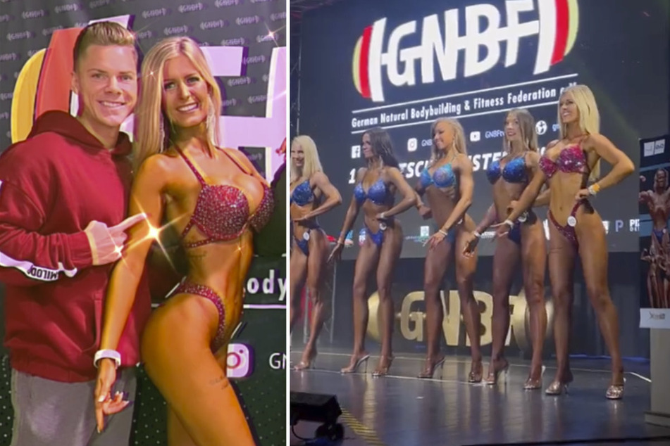 Hanna Annika Möller (23) strahlt an der Seite von Freund Cedric Beidinger (28) und ganz rechts auf der großen Bodybuilderinnen-Bühne.