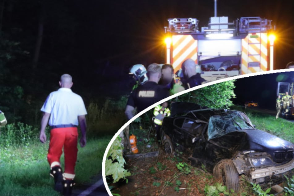 Drogen-Crash in Dresden: BMW überschlägt sich, Fahrer schwer verletzt