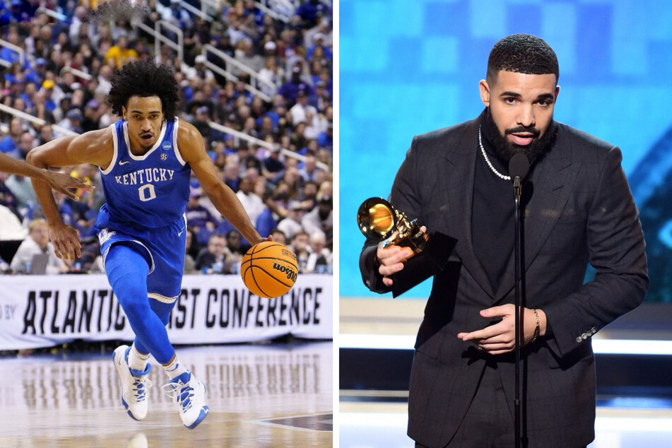 Grammy Award-winning rapper Drake (r.) rolled out the red carpet for Kentucky men's basketball, who held practice at the rapper's mansion this week.