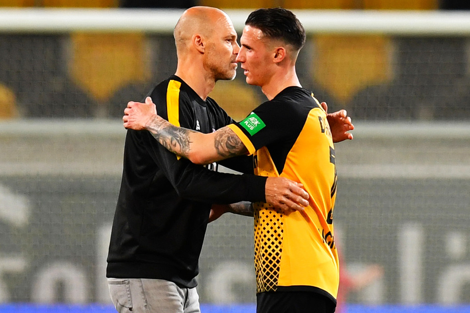 Zwei mit einem besonderen Vertrauensverhältnis: Seit Alexander Schmidt (52, l.) Dynamo-Trainer ist, spielt Panagiotis Vlachodimos (29) auf und liefert.