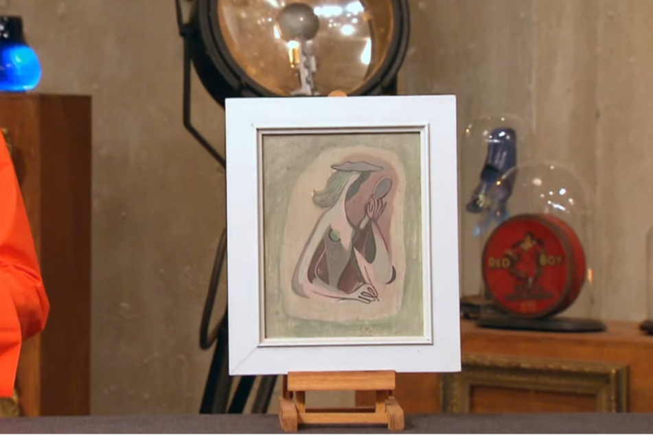 Das Werk zeigt eine Frau, die sich im Spiegel betrachtet und dabei vermutlich selbst zeichnet.