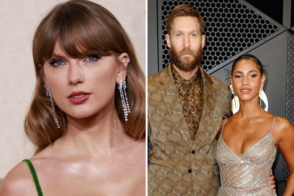 Vick Hope (r.), who is married to Taylor Swift's (l.) ex Calvin Harris, confessed that she's a big Swiftie – but she avoids listening to the pop star's music while her husband is home!